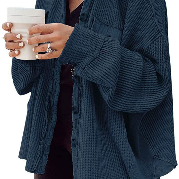 Women’s Oversized Button Up Shirt Jacket – Long Sleeve Shacket