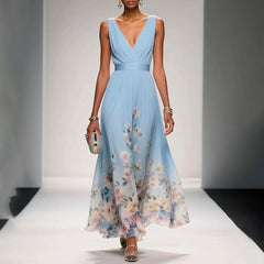 Lara - Sexy Vest Chiffon Printed Dress