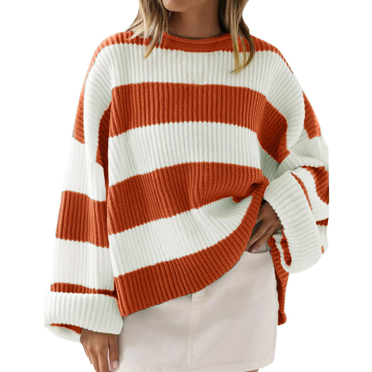 Women’s Oversized Striped Pullover Sweater | Casual Knit