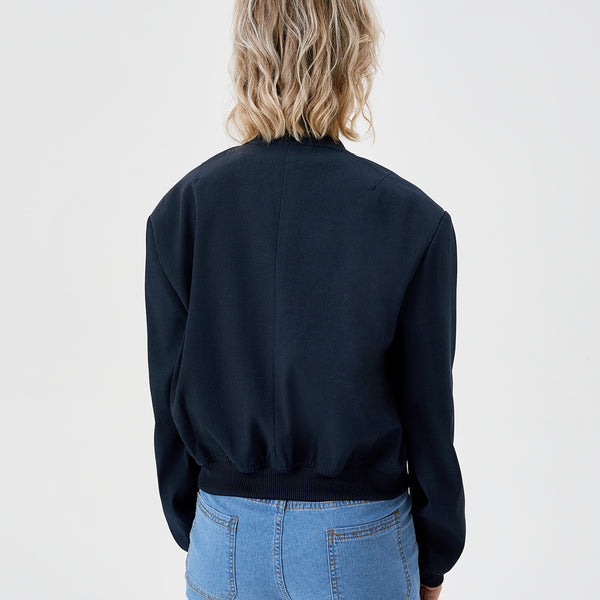 Women’s Cropped Bomber Jacket – Button Front Coat