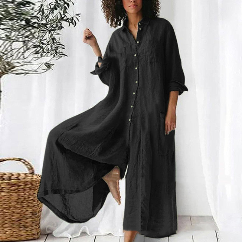 Demeter - Loose Standing Collar Long Jumpsuit