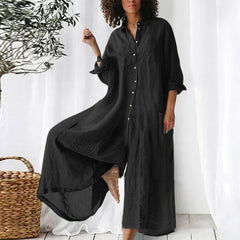 Demeter - Loose Standing Collar Long Jumpsuit