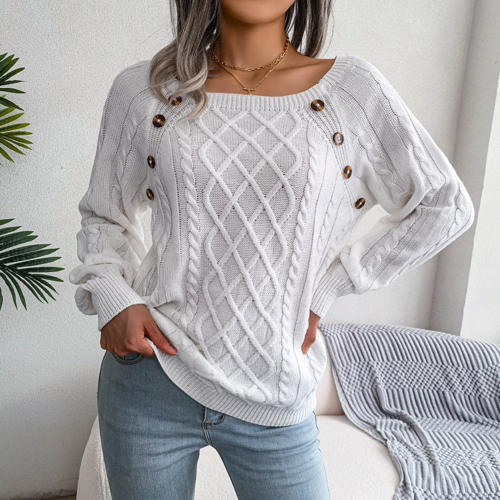 Women’s Button Detail Cable Knit Sweater
