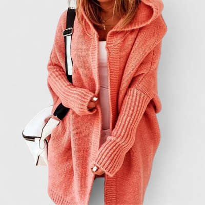 Women’s Long Hooded Cardigan | Open Front Knit Sweater