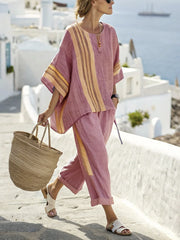 Orla - Summer Striped Suits Loose Two Piece Set