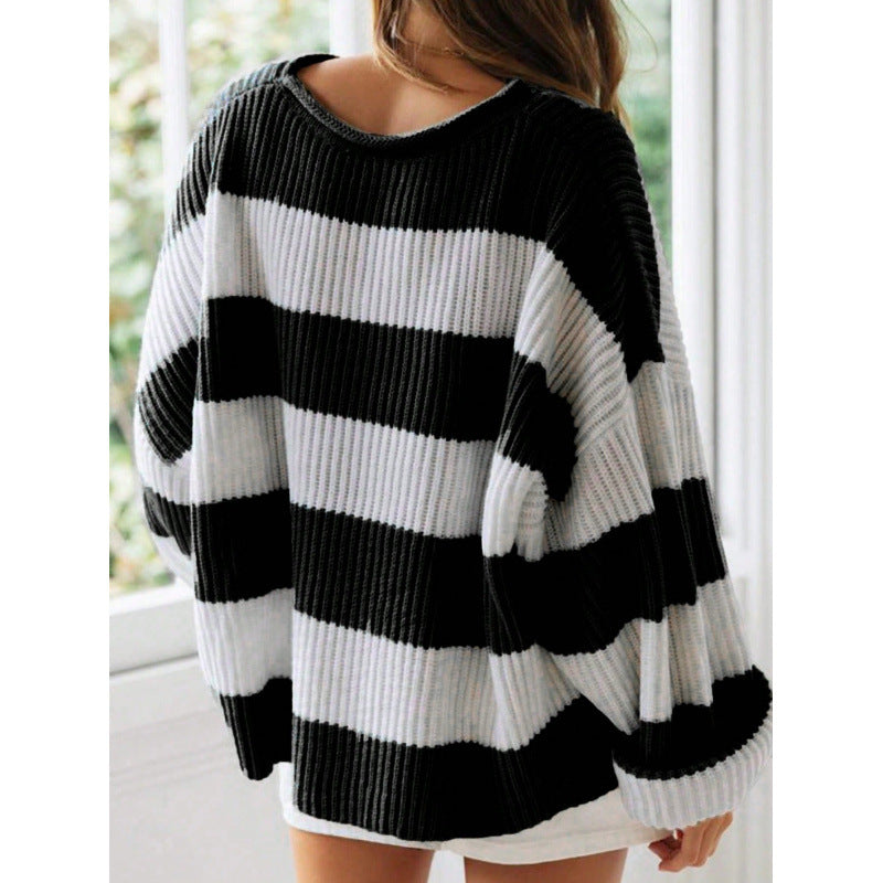 Women’s Oversized Striped Pullover Sweater | Casual Knit