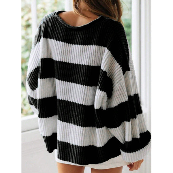 Women’s Oversized Striped Pullover Sweater | Casual Knit