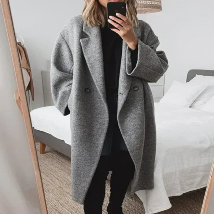Women’s Oversized Long Coat | Double-Breasted Outerwear