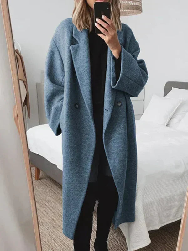 Women’s Oversized Long Coat | Double-Breasted Outerwear