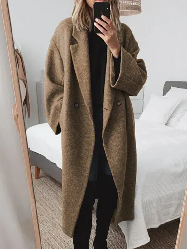 Women’s Oversized Long Coat | Double-Breasted Outerwear