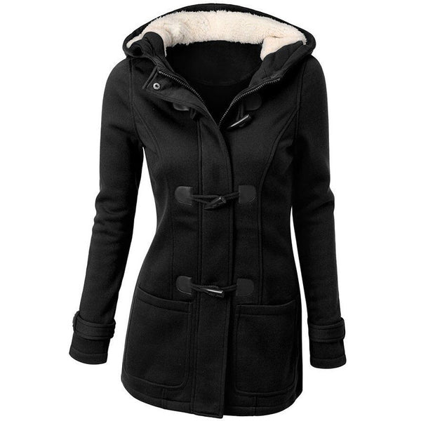 Women’s Hooded Toggle Coat – Warm Winter Jacket with Pockets