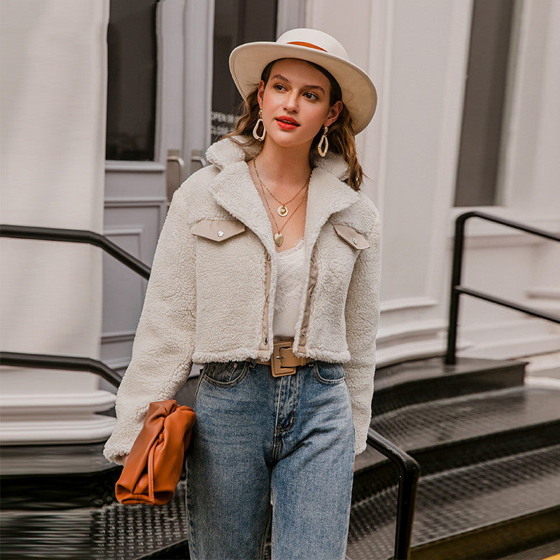 Women’s Cropped Fleece Zip Jacket | Casual Pocket Style