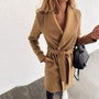 Women’s Long Belted Coat | Open Front Trench Style Jacket