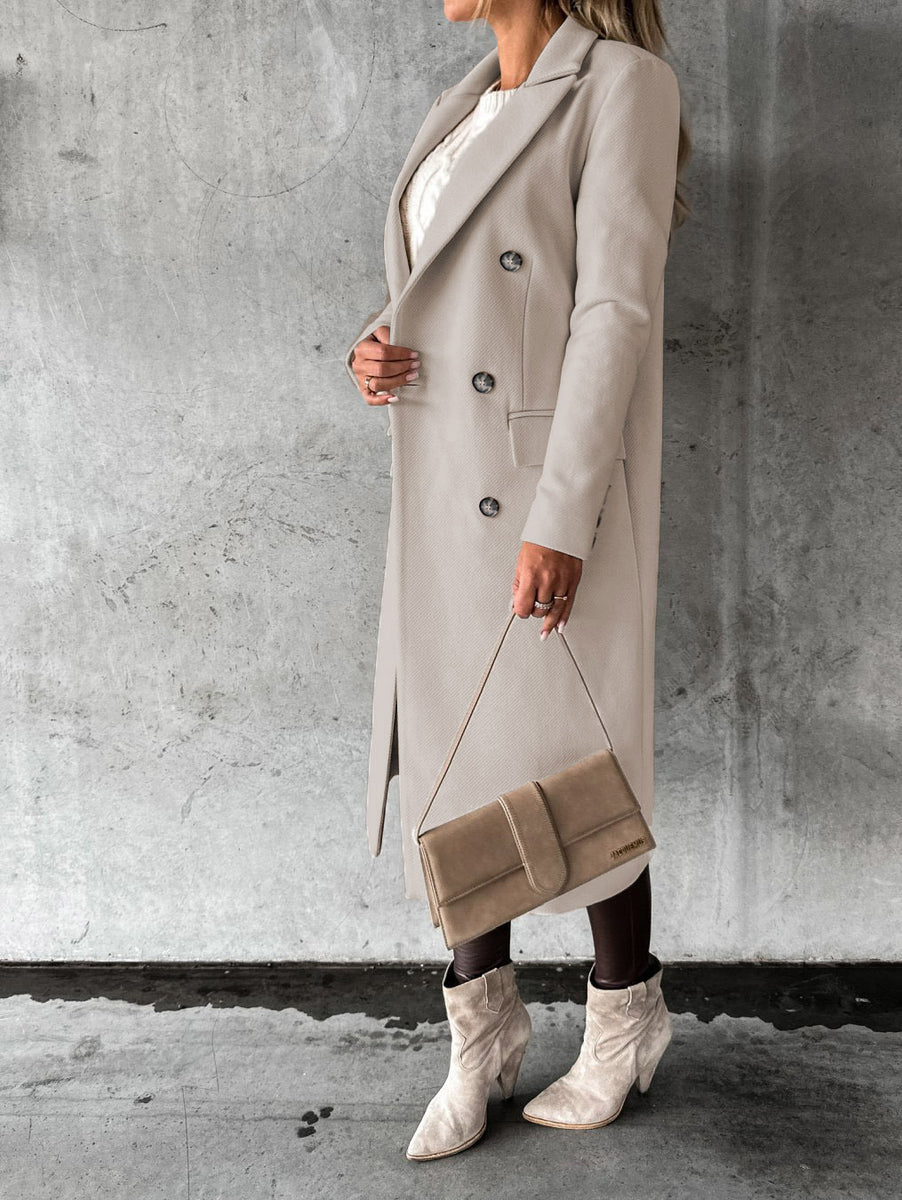 Women’s Double-Breasted Long Coat | Tailored Winter Overcoat