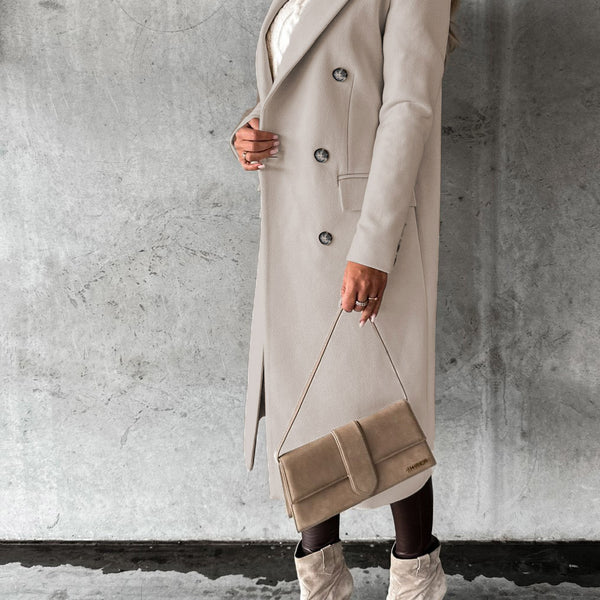 Women’s Double-Breasted Long Coat | Tailored Winter Overcoat