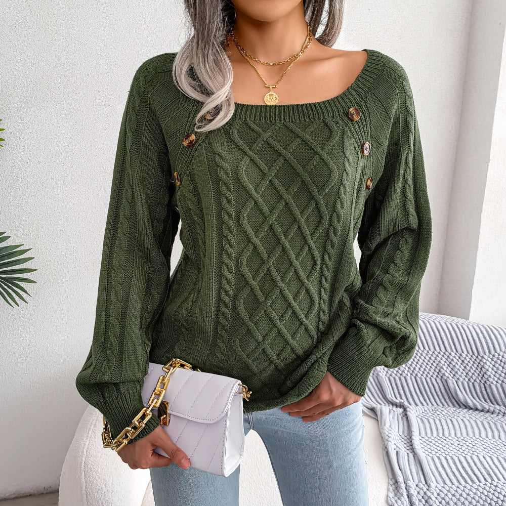 Women’s Button Detail Cable Knit Sweater