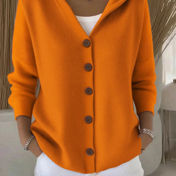 Women’s Hooded Button Cardigan | Casual Long Sleeve Knit Top