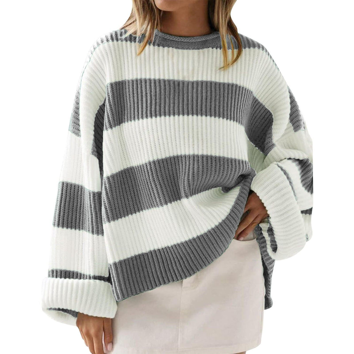 Women’s Oversized Striped Pullover Sweater | Casual Knit