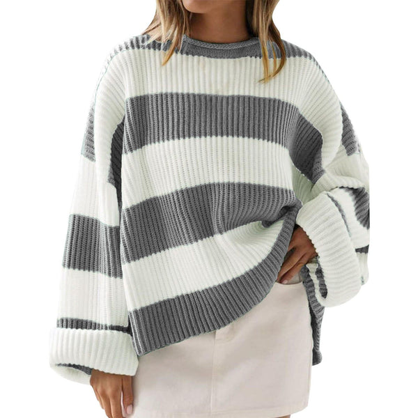 Women’s Oversized Striped Pullover Sweater | Casual Knit