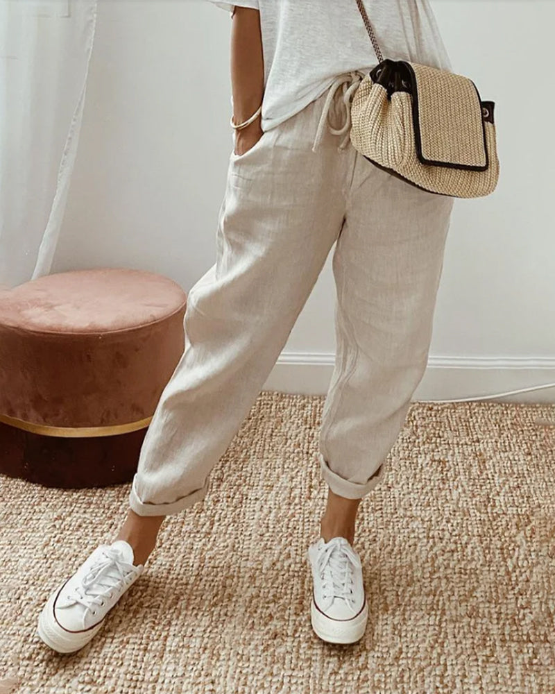 Women’s Relaxed Fit Pants | Drawstring Waist Trousers