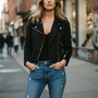 Women’s Cropped Biker Jacket | Zip Moto Style Coat