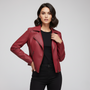 Women’s Studded Biker Jacket – Slim Fit Zip Moto Coat