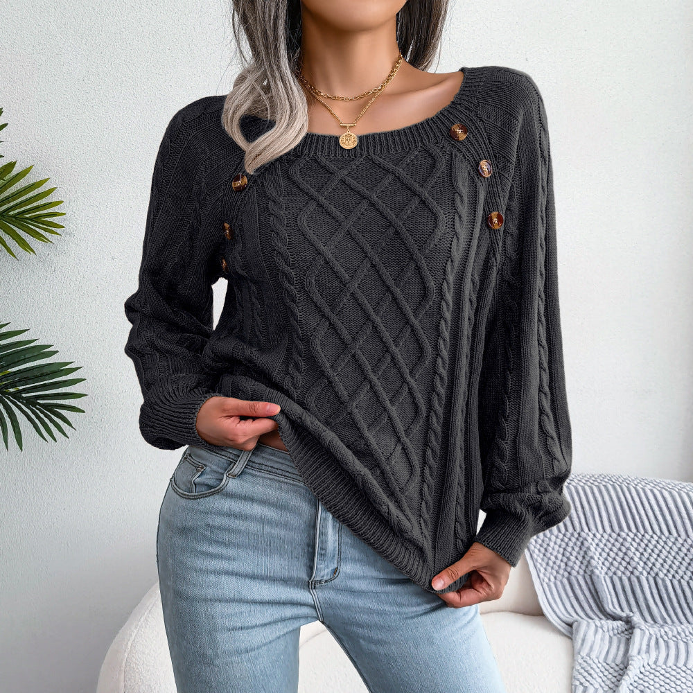 Women’s Button Detail Cable Knit Sweater