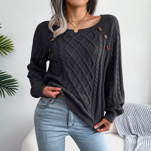 Women’s Button Detail Cable Knit Sweater
