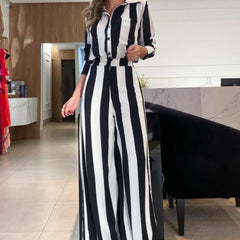 Maryam - Black & White Striped Two-piece Set