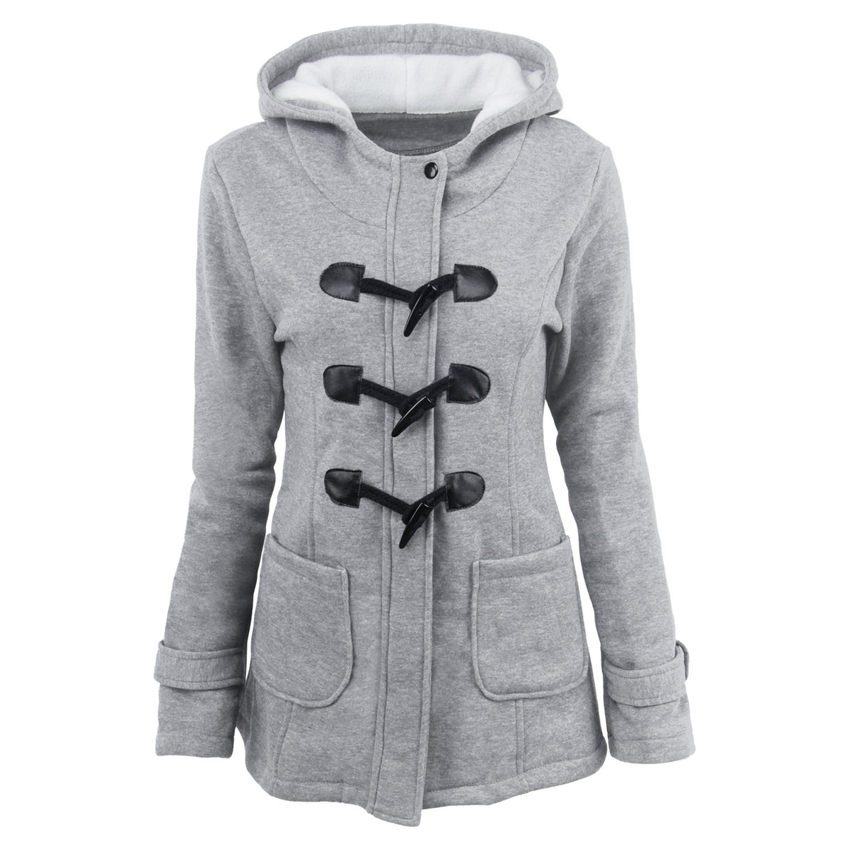 Women’s Hooded Toggle Coat – Warm Winter Jacket with Pockets
