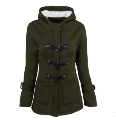 Women’s Hooded Toggle Coat – Warm Winter Jacket with Pockets