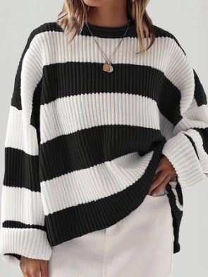 Women’s Oversized Striped Pullover Sweater | Casual Knit