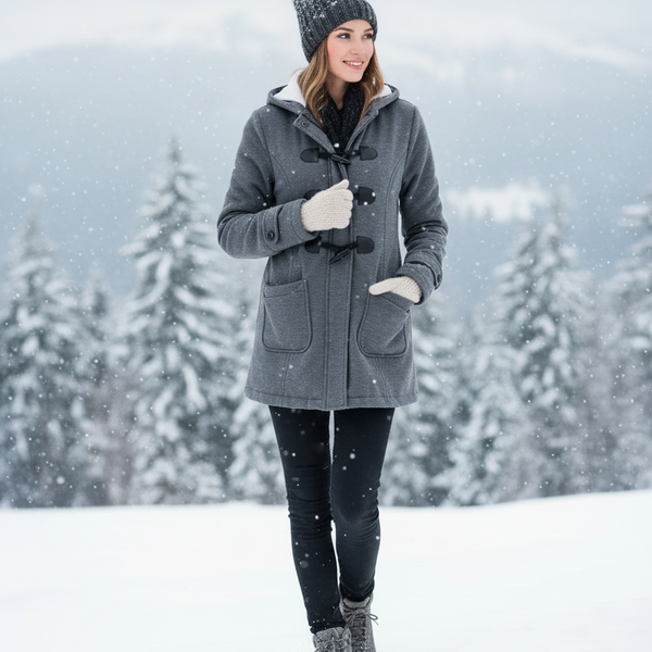 Women’s Hooded Toggle Coat – Warm Winter Jacket with Pockets