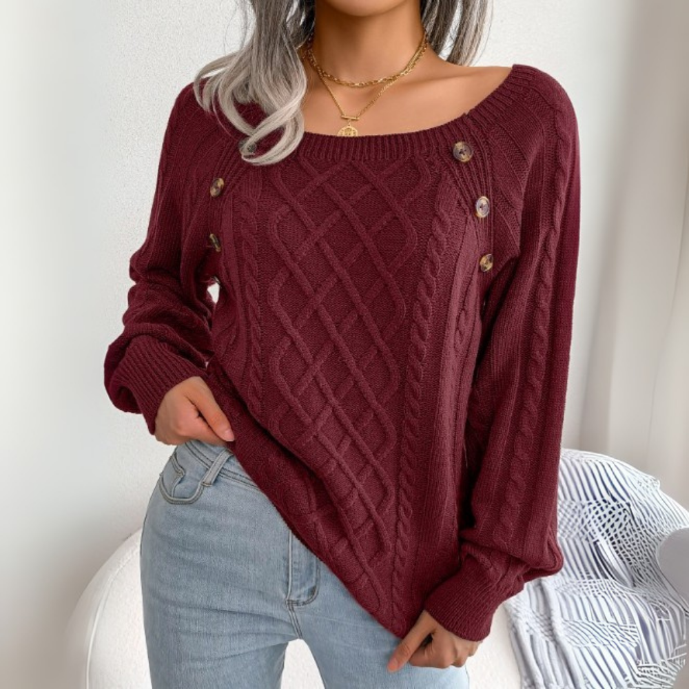Women’s Button Detail Cable Knit Sweater