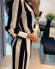 Maryam - Black & White Striped Two-piece Set