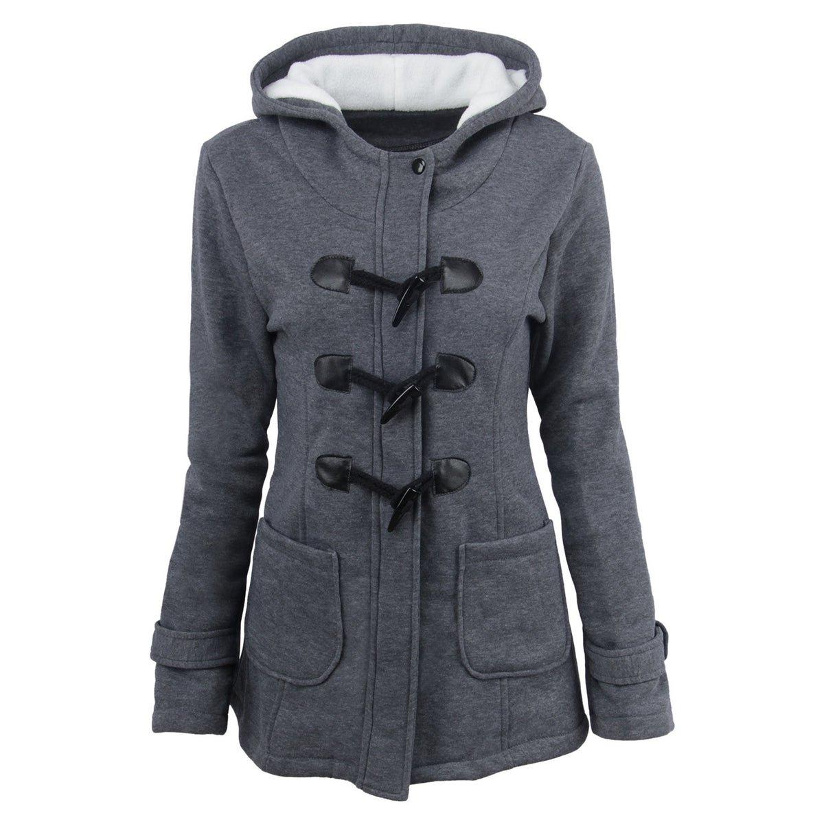 Women’s Hooded Toggle Coat – Warm Winter Jacket with Pockets