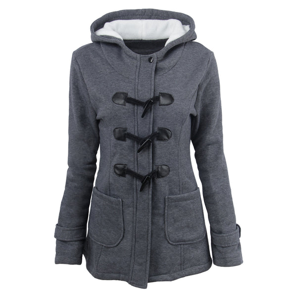 Women’s Hooded Toggle Coat – Warm Winter Jacket with Pockets