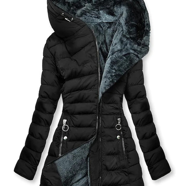 Women’s Hooded Winter Coat – Longline Puffer Jacket