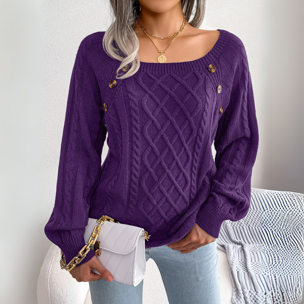 Women’s Button Detail Cable Knit Sweater