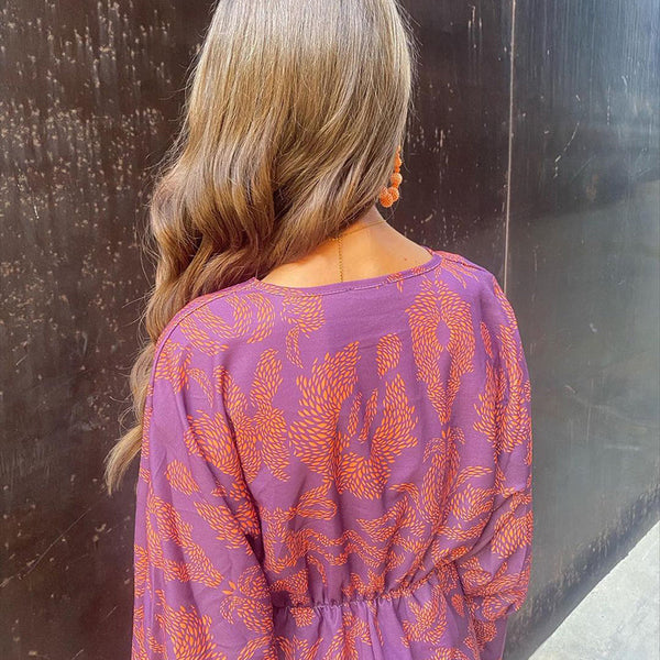 Women’s Printed Maxi Dress | Long Sleeve Evening Outfit