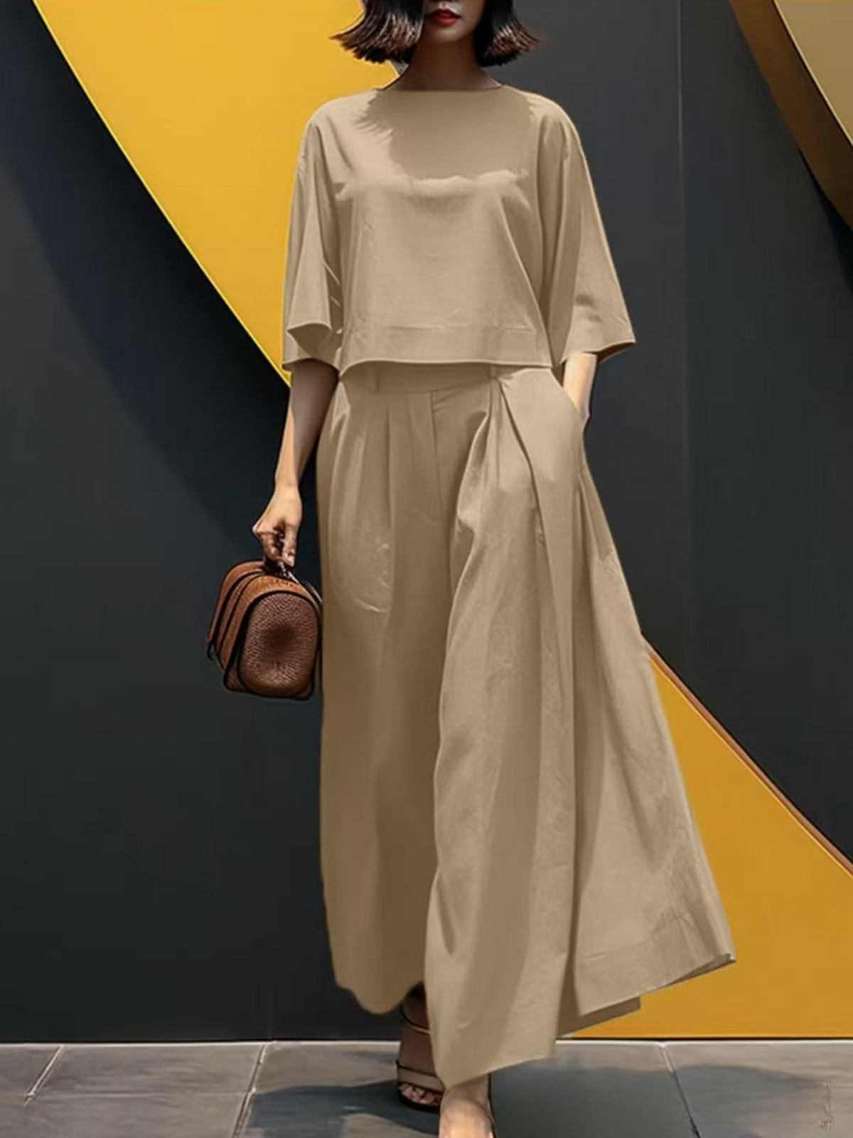 Ada - Fashion Solid Colour Two-piece Set