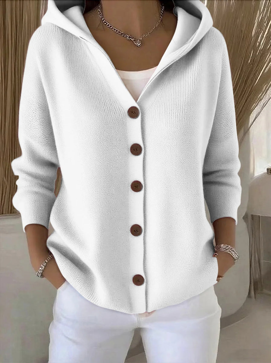 Women’s Hooded Button Cardigan | Casual Long Sleeve Knit Top