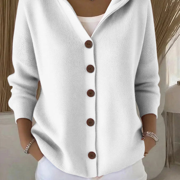 Women’s Hooded Button Cardigan | Casual Long Sleeve Knit Top