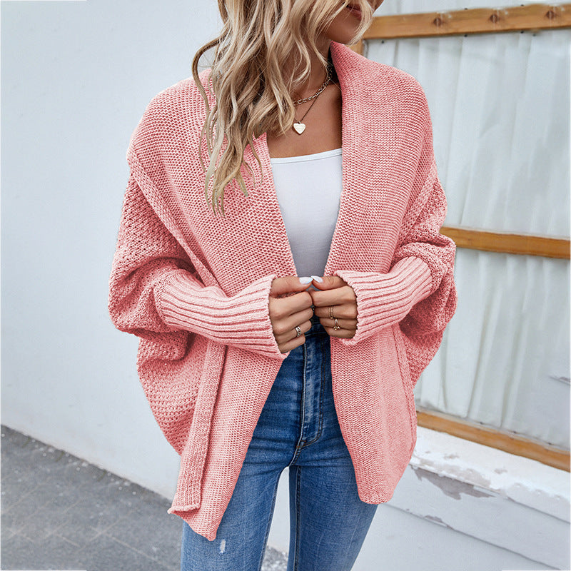 Women’s Open Front Chunky Knit Cardigan – Oversized Long Sleeve