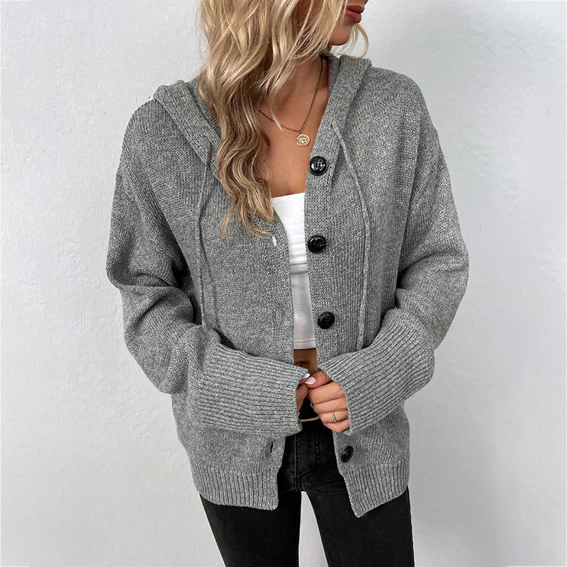 Women’s Relaxed Fit Hooded Cardigan | Button Front Style