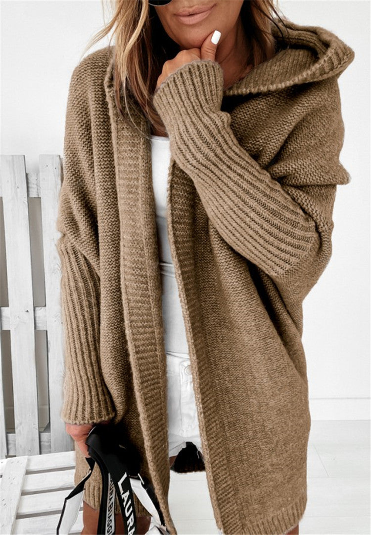 Women’s Long Hooded Cardigan | Open Front Knit Sweater