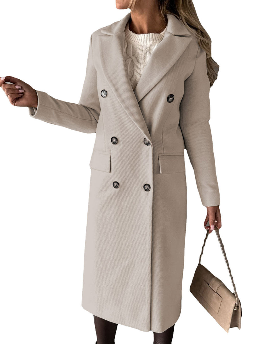 Women’s Double-Breasted Long Coat | Tailored Winter Overcoat