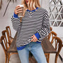Women’s Striped Long Sleeve Top | Loose Fit Pullover