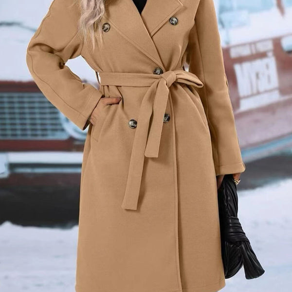 Women’s Long Trench Coat | Double-Breasted Belted Overcoat