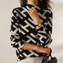 Women’s Geometric Print Sweater | Long Sleeve Crew Neck Pullover